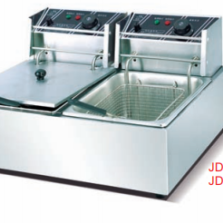 Compact Commercial Countertop Dual-Tank Electric Fryer | 6L+6L Deep Fryer with 2 Baskets, Separate 2.5kW Heating Elements, Thermostats & Optional Overheat Protection for Fast Food Service