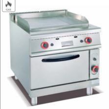 Commercial Gas Griddle with Oven (1/3 Grooved) | Compact Vertical Gas Stove for Breakfast Service & Cafes, Customizable Fuel Type