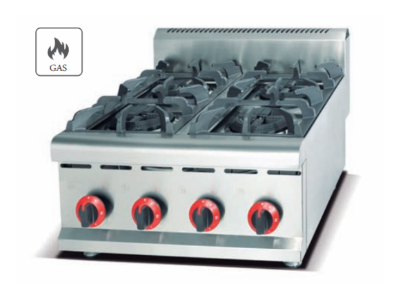 Commercial Countertop 4-Burner Gas Stove | JGH-587 Gas Range for Clay Pot Rice & Wok Cooking, Customizable