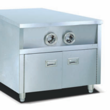 Commercial Compact Fast Food Center Island Station | 775mm Stainless Steel Beverage Prep Workstation with 2 Cup Dispensers (JWS-2)