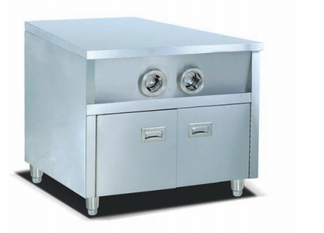 Commercial Compact Fast Food Center Island Station | 775mm Stainless Steel Beverage Prep Workstation with 2 Cup Dispensers (JWS-2)