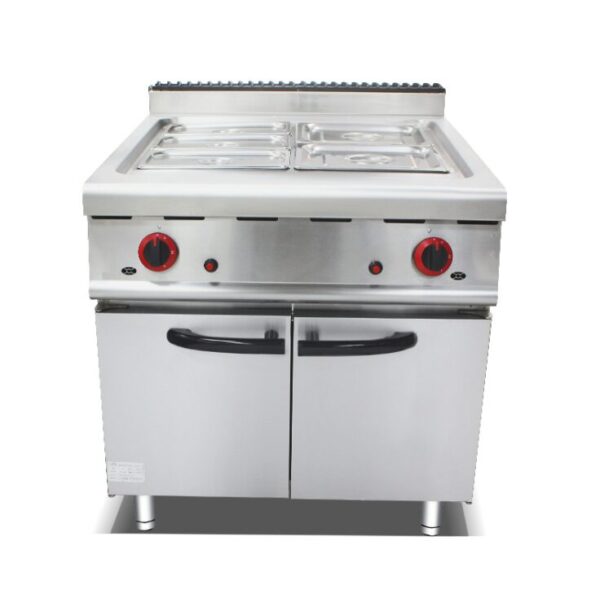Commercial Gas Bain Marie with Cabinet | Vertical Food Warmer for Buffets & Restaurants, Customizable Fuel Type