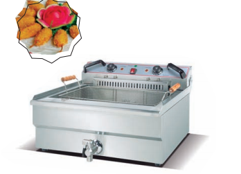Compact Commercial Countertop Electric Fryer | 30L European-Style Deep Fryer with Single Basket, 6kW Power, Built-In Thermostat & Easy Oil Drain Tap for Fast Food Service