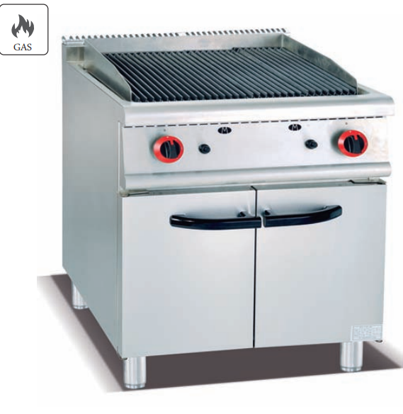 Commercial Gas Lava Rock Grill with Cabinet | Vertical Charbroiler for Restaurants & Steakhouses, Customizable Fuel Type