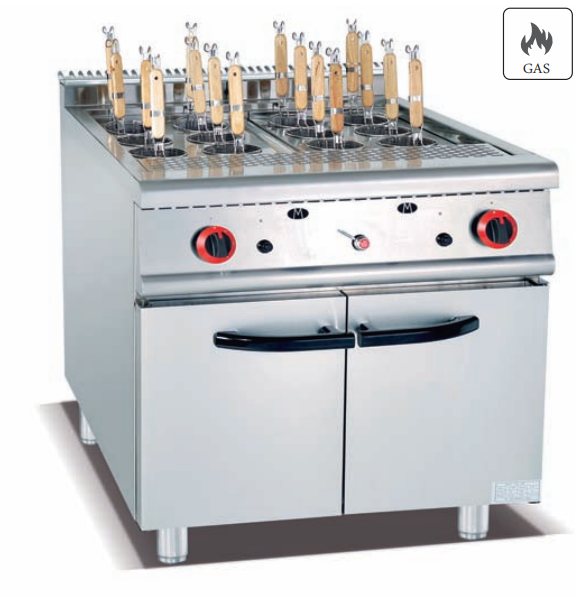 Commercial Gas Pasta Cooker with Cabinet | Vertical Noodle Boiler for Restaurants & Noodle Bars, Customizable Fuel Type