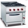 Commercial 4-Burner Gas Range with Oven | Compact Vertical Gas Stove for Small Restaurants & Cafes, Customizable Fuel Type