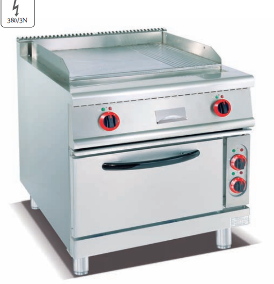 Commercial Electric Griddle 1/3 Grooved with Oven | 700/800mm Freestanding Cooker for Breakfast Service, Customizable