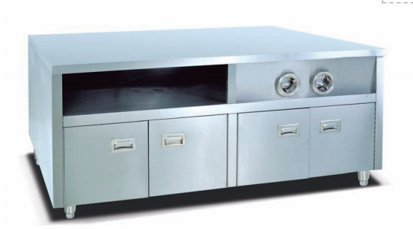 Commercial Stainless Steel Fast Food Center Island Station | Multi-Storage Prep Workstation for Restaurant Kitchens (JWS-12)