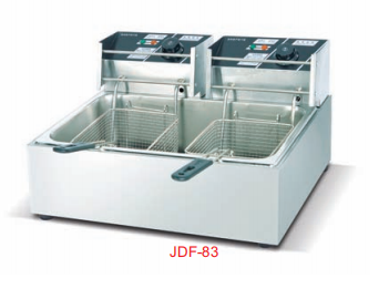 Commercial 12L Countertop Electric Deep Fryer with 2 Baskets & Dual Controls | 2.5kW+2.5kW Power, 220V, Stainless Steel 1-Tank Fryer for Fast Food, Fried Chicken & Small Kitchens (JDF-83)