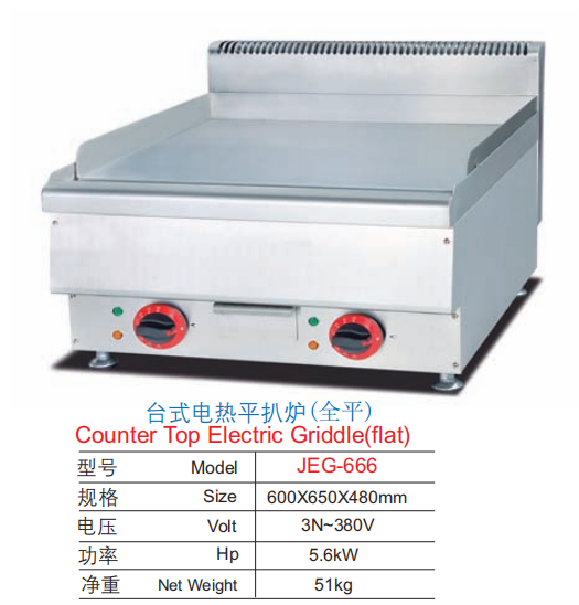 Commercial Countertop Electric Flat Griddle | Full-Surface 5.6kW 380V Grill for Breakfast Service, Customizable