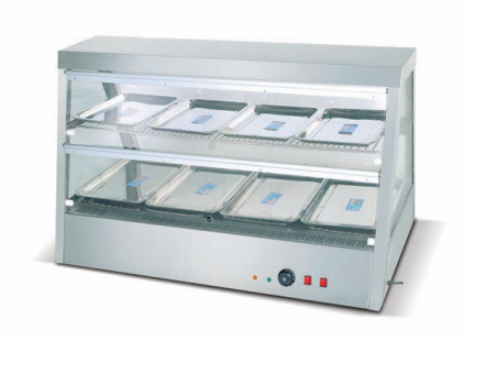 Commercial Double-Tier Electric Food Warmer Display Showcase | 8-Tray Heated Holding Cabinet for Fast Food, Buffets & Convenience Stores, 1.4kW 220V (JDH-2X4)