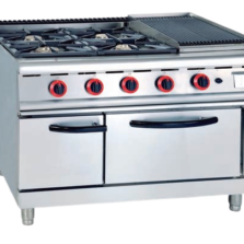 Commercial 4-Burner Gas Range, Lava Rock Grill & Oven (JGH-999A/JGH-799A)