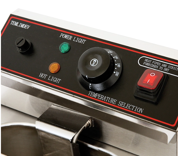 Commercial Countertop Electric Deep Fryer | 3kW 220V Stainless Steel 1-Tank Fryer, 8L Capacity with Digital Temperature Control for Restaurant, Food Truck & Snack Shop (JDF-101AV)