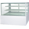 Sliding Door Commercial Cake Display Refrigerator 3-Temperature LED Lighting Luxury White Frame for Restaurant Hotel Dessert