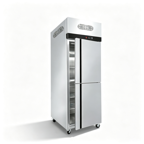 Stainless Steel Air Cooled Cabinet Double Door Commercial Refrigerator Adjustable -18C to 0C Auto Defrost Restaurant Kitchen