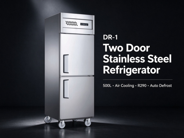 1 Two Door Vertical Stainless Steel Commercial Refrigerator Freezer Commercial Refrigeration Equipment for Hotel Restaurant