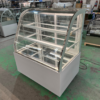 1 Commercial Curved Glass Cake Display Showcase Anti-Fog Tempered Glass LED Lighting Adjustable Temperature Control for Mousse