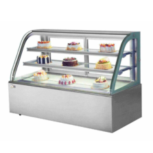 Adjustable Temp Luxury Curved Glass Anti-Fog Pastry Display Cabinet Air Cooling Mode for Hotel Cafe Dessert Retail Equipment