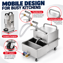 High Quality Commercial Stainless Steel Cooking Oil Filter Trolley for Hotel Kitchen and Restaurant Solution