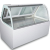 Freestanding Refrigerated Deli Showcase Anti Fog Curved Glass Mobile Casters Digital Temperature Control High Efficiency