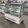 Front Sliding Glass Door Cake Showcase European Style Front Sliding Curved Glass Cake Showcase Anti-Fog LED Lighting Energy Saving Compressor Commercial Use for Bakery