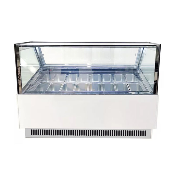 High Capacity Commercial Display Freezer for Ice Cream Imported Compressor Dual Automatic Defrost Marble Base