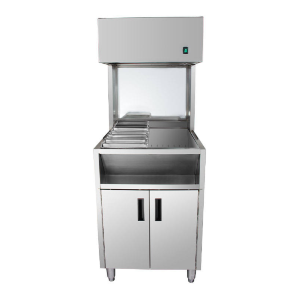 CE Certified Electric Freestanding French Fry Heat Preservation Workstation Heavy Duty Stainless Steel Body Closed Cabinet Tools