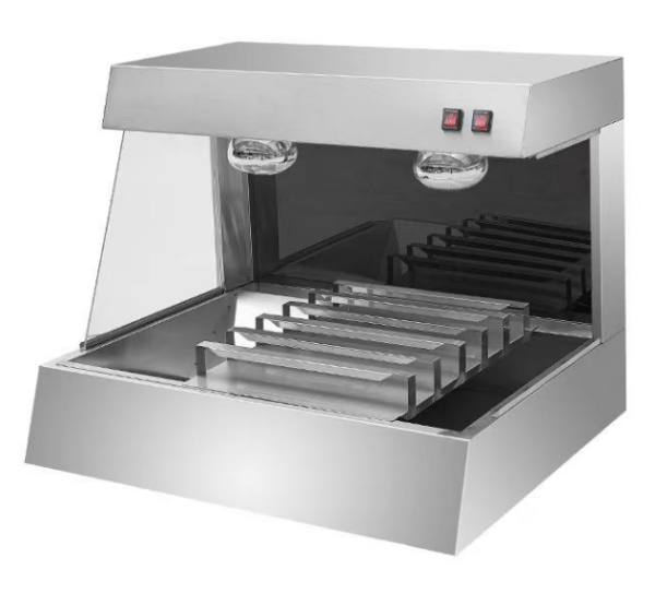 1 Stainless Steel Fries Heating Insulation Machine Dual Infrared Heating Lamps Removable Partition for Batch French Fries Display