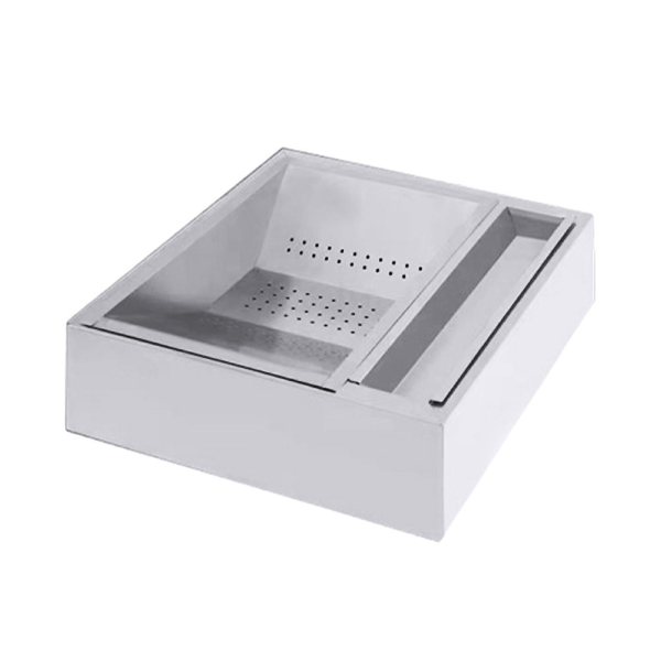 1 Smooth Welded Sloped Bottom Fries Draining Bin Easy Clean Stainless Steel Chip Strainer Basin for Daily Fried Chips Processing