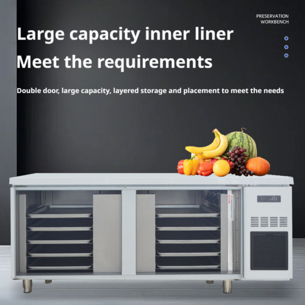 Commercial Refrigerated Workbench Refrigerator Full Stainless Steel Body Frost-Free Air Cooling Digital Temperature Control