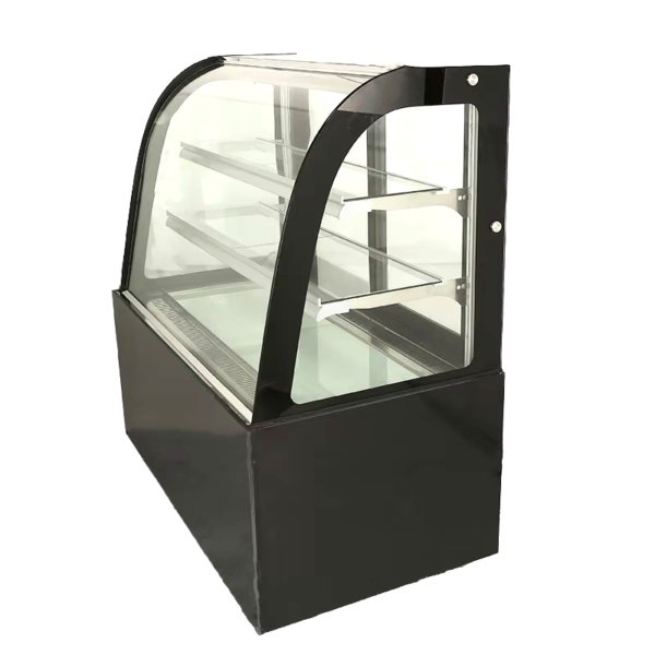 2 Curved Front Anti-Fog Glass Single-Temperature Air Cooler Cake Dessert Display Chiller 3 Shelves Digital Temperature Control