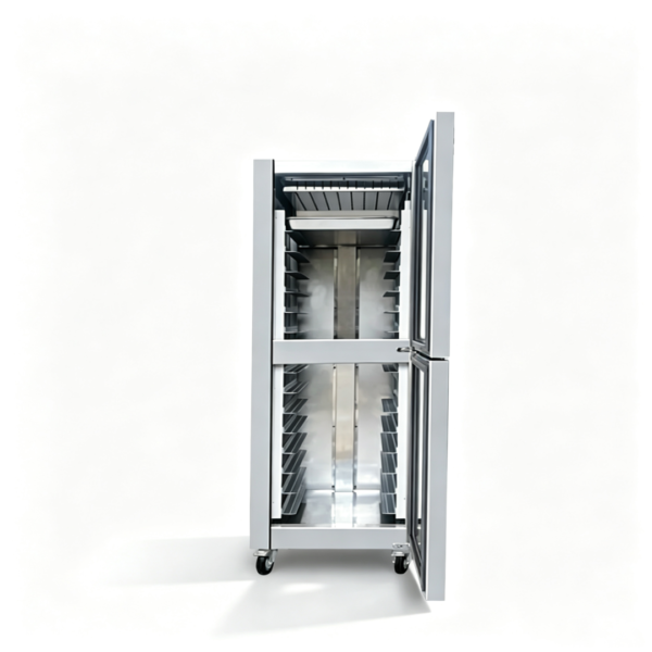 Stainless Steel Air Cooled Cabinet Double Door Commercial Refrigerator Adjustable -18C to 0C Auto Defrost Restaurant Kitchen