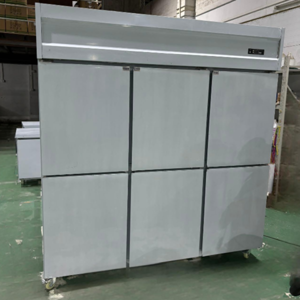Commercial Industrial Stainless Steel Upright Air Cooler Dual-zone 6 Doors Hotel Kitchen Butcher