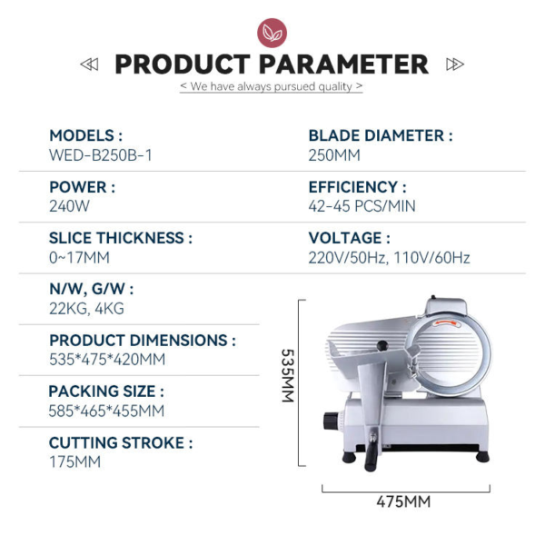 Stainless Steel Electric Meat Slicer Semi-Automatic Commercial Meat Slicer Matching Meat Grinders Complete Butcher Equipment