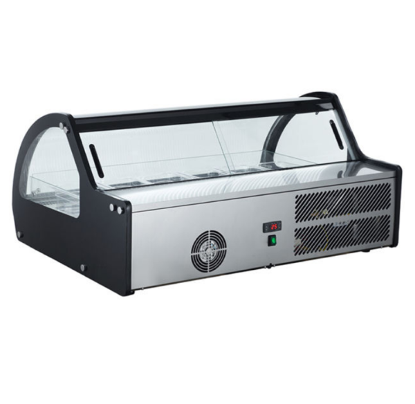 Table Top Small Gelato Ice Cream Display Freezer 6 Pans Curved Glass Commercial Counter Ice Cream Freezer Display