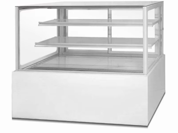 Sliding Door Commercial Cake Display Refrigerator 3-Temperature LED Lighting Luxury White Frame for Restaurant Hotel Dessert