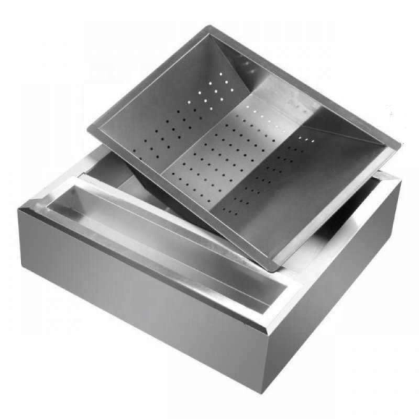 2 Smooth Welded Sloped Bottom Fries Draining Bin Easy Clean Stainless Steel Chip Strainer Basin for Daily Fried Chips Processing