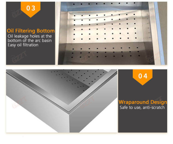 2 Detachable Desktop Fries Draining Bin Full Perforated Mesh Quickly Filter Grease for Crispy French Chips Display