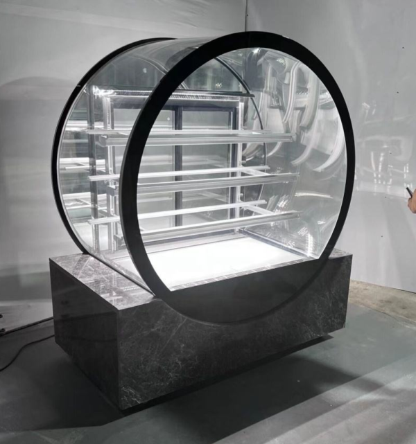 Luxury Round Cake Display Cabinet Multi Layer Adjustable Shelves Microcomputer Temperature Controller LED Light Tube