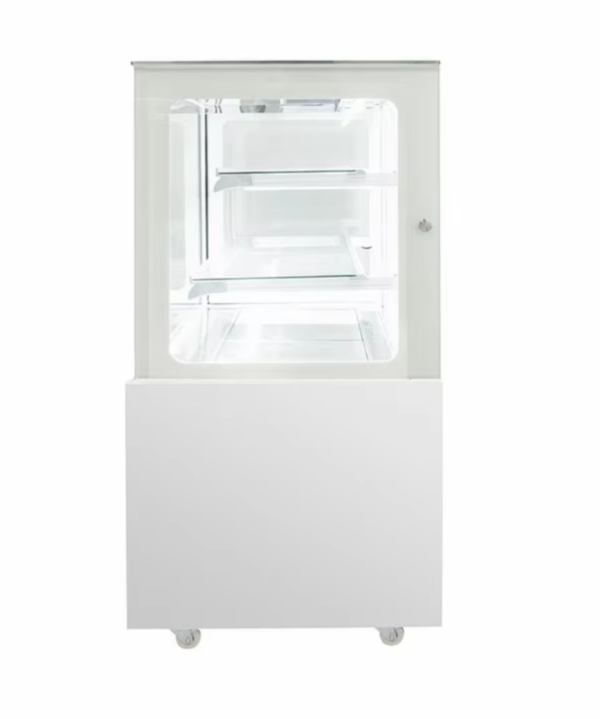 Sliding Door Commercial Cake Display Refrigerator 3-Temperature LED Lighting Luxury White Frame for Restaurant Hotel Dessert