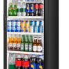 Energy Saving Upright Glass Door Beverage Cooler Stainless Steel Adjustable Shelves Digital Temperature Panel Bottom Ventilation