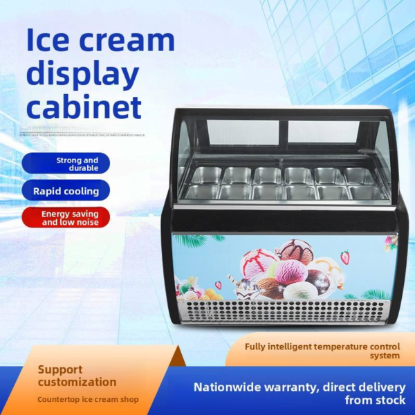 3 Commercial Single-Temperature Ice Cream Refrigerator Showcase Heating Wire Defog Glass Imported Compressor Fiberglass Base Dual