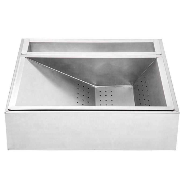 3 Smooth Welded Sloped Bottom Fries Draining Bin Easy Clean Stainless Steel Chip Strainer Basin for Daily Fried Chips Processing