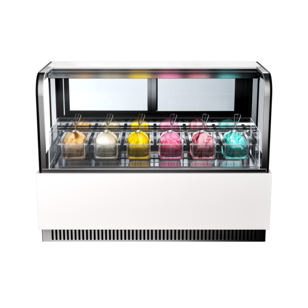 Countertop Commercial Ice Cream Showcase White Defog Glass Microcomputer Temp Controller for Mini Dessert Shop