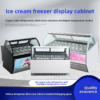 Curved Glass Commercial Ice Cream Display Freezer with Air Cooling Stainless Steel Base Gelato Showcase Custom Advertising Panel