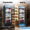 Energy Saving Upright Glass Door Beverage Cooler Stainless Steel Adjustable Shelves Digital Temperature Panel Bottom Ventilation