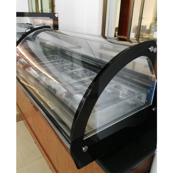 Table Top Small Gelato Ice Cream Display Freezer 6 Pans Curved Glass Commercial Counter Ice Cream Freezer Display