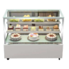 Sliding Door Commercial Cake Display Refrigerator 3-Temperature LED Lighting Luxury White Frame for Restaurant Hotel Dessert