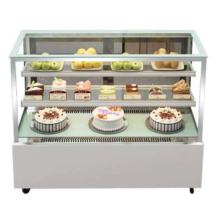 Sliding Door Commercial Cake Display Refrigerator 3-Temperature LED Lighting Luxury White Frame for Restaurant Hotel Dessert
