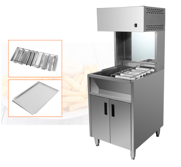 CE Certified Electric Freestanding French Fry Heat Preservation Workstation Heavy Duty Stainless Steel Body Closed Cabinet Tools